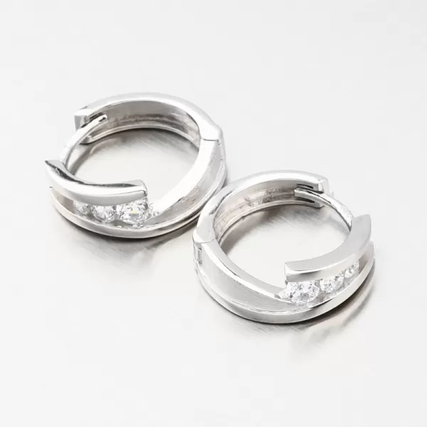 Kroužky se zirkony z bílého zlata DZ1794-B-ZIR