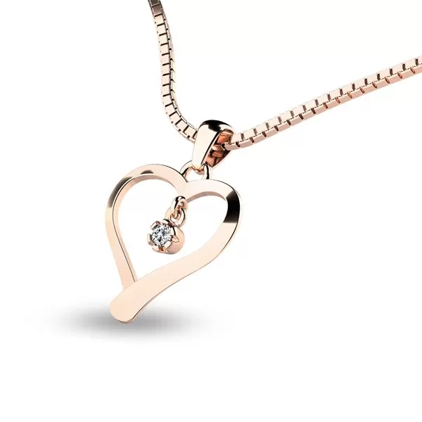 Zlatý přívěšek srdce z růžového zlata 10918-CV-ZIR