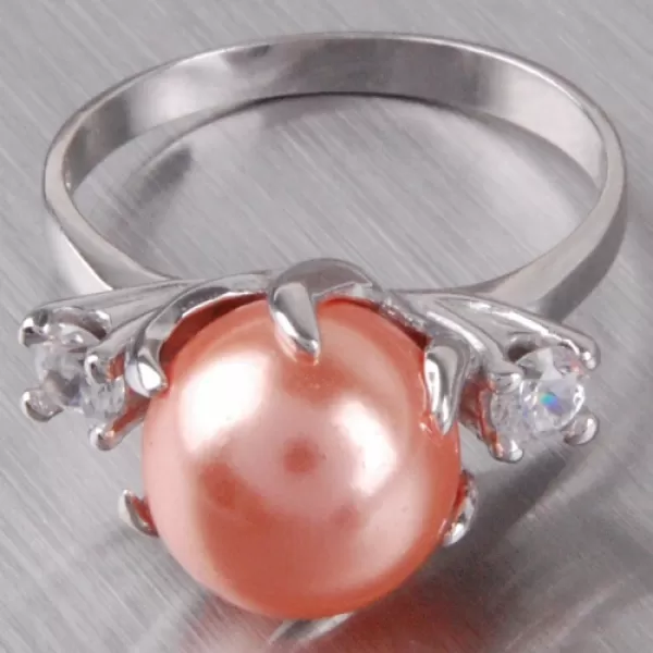 Stříbrný prsten s perlou a zirkony 6T1190L