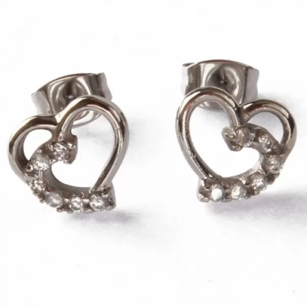 Ocelový přívěsek srdce se zirkony 234034A