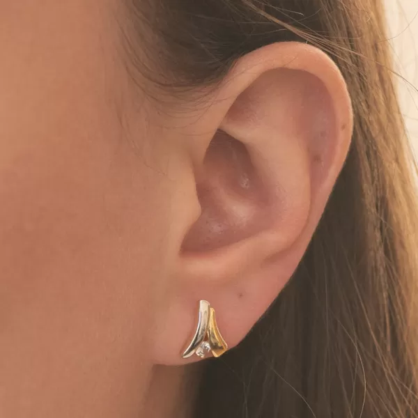 Zlacené stříbrné pecky se zirkonem PKL-2250