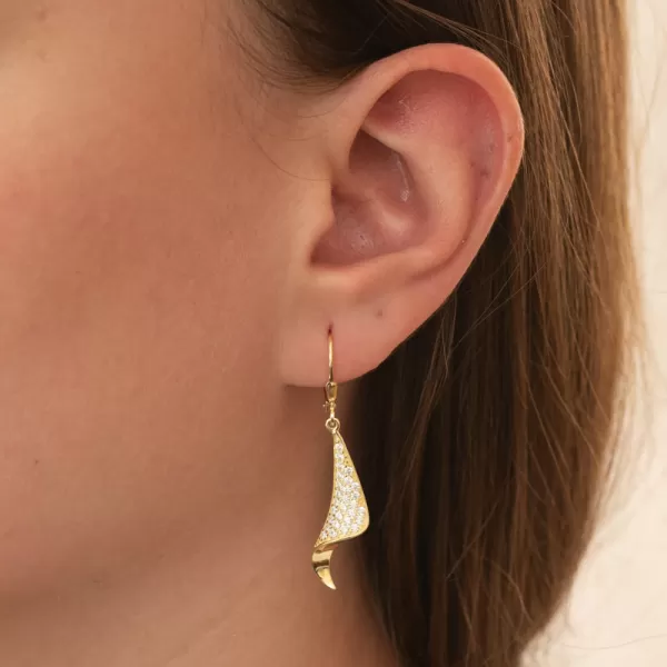 Zlacené visací stříbrné náušnice se zirkony PKL-2225