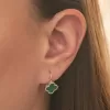 Stříbrné náušnice čtyřlístky s malachitem PKL-2226
