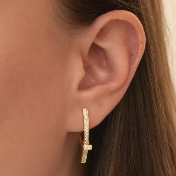 Zlacené stříbrné náušnice se zirkony PKL-2239