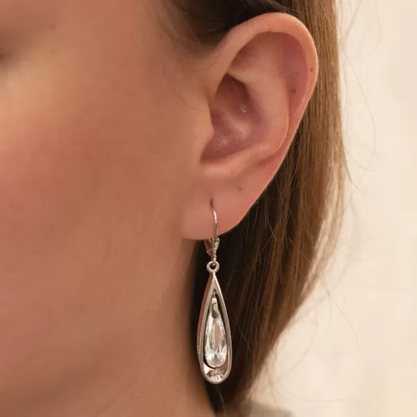 Stříbrné náušnice s krystalem PKL-2266