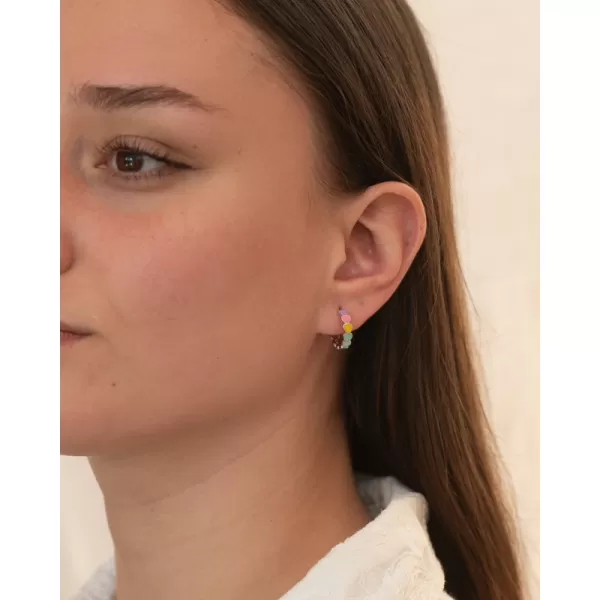 Stříbrné kruhy s barevnými srdíčky PKL-2234