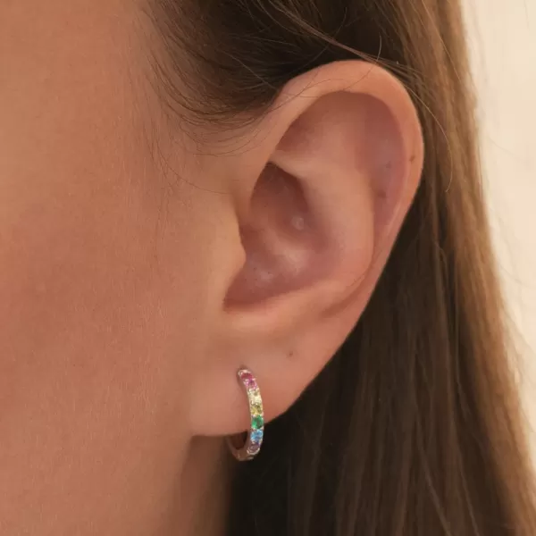 Stříbrné kruhy s barevnými zirkony PKL-2233