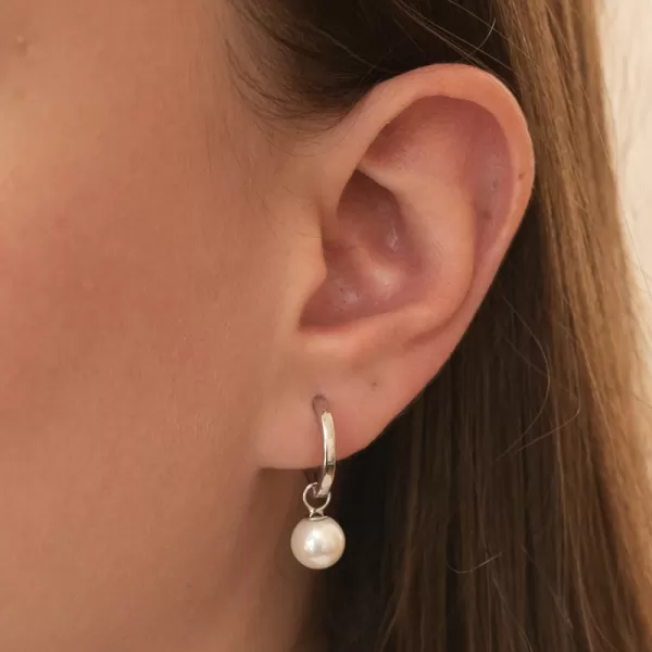 Stříbrné kruhy s perlou PKL-2228