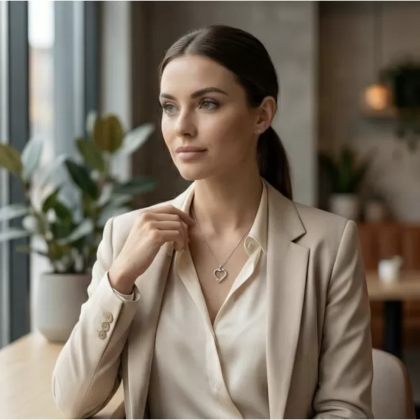 Dámský přívěsek přírodní diamant 0.012 ct G/SI srdce s briliantem 10917-B-DIA