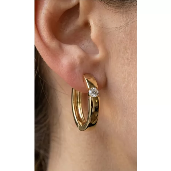 Dámské náušnice žluté zlato 585/1000 přírodní diamant 0.086 ct G/SI kruhy 10915-ZL-DIA