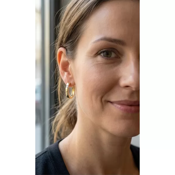 Dámské náušnice žluté zlato 585/1000 přírodní diamant 0.086 ct G/SI kruhy 10915-ZL-DIA