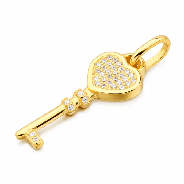 Dámský přívěsek stříbro 925 zirkon zlacený klíč HST-13688-G