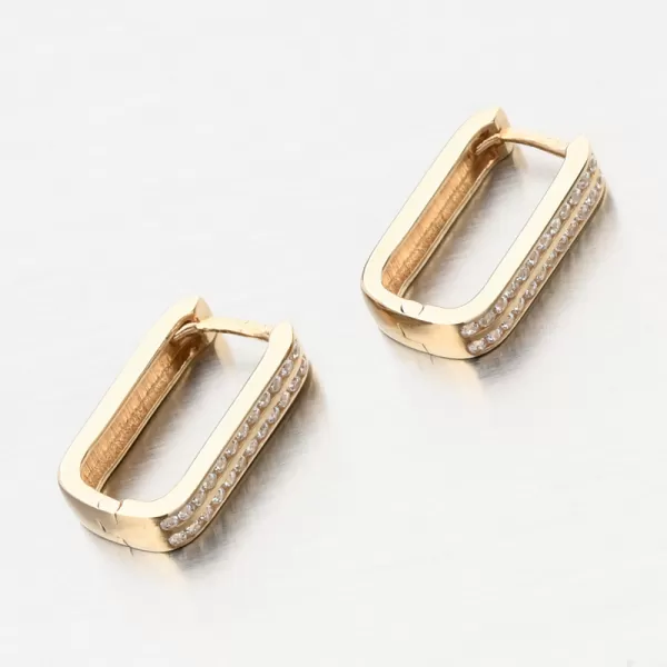 Zlaté hranaté náušnice se zirkony PKL22-067