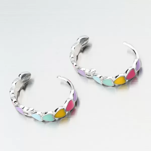 Stříbrné kruhy s barevnými srdíčky PKL-2234