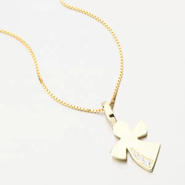 Zlacený stříbrný přívěsek anděl se zirkony PKL-3163