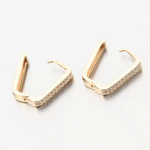 Zlaté hranaté náušnice se zirkony PKL22-067