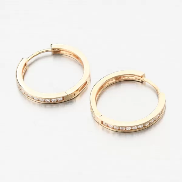 Zlaté náušnice kruhy se zirkony PKL22-054