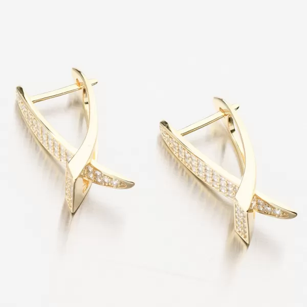 Zlacené stříbrné náušnice se zirkony PKL-2257