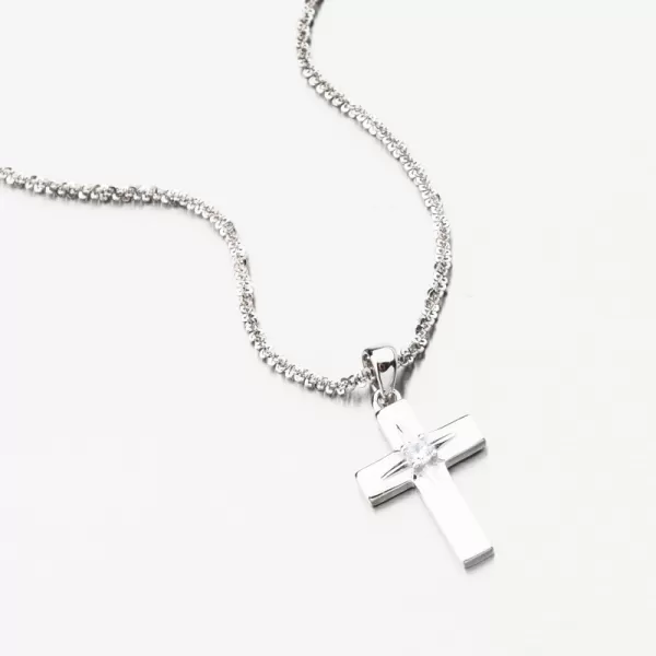 Stříbrný přívěsek kříž se zirkonem PKL-3155