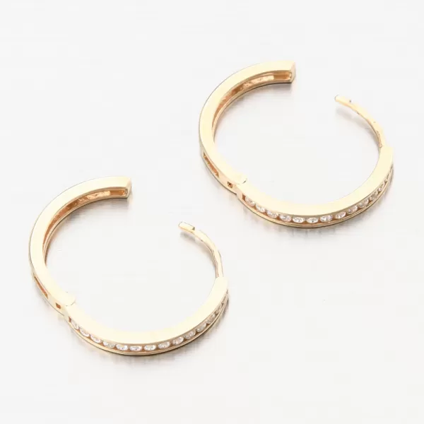 Zlaté náušnice kruhy se zirkony PKL22-054