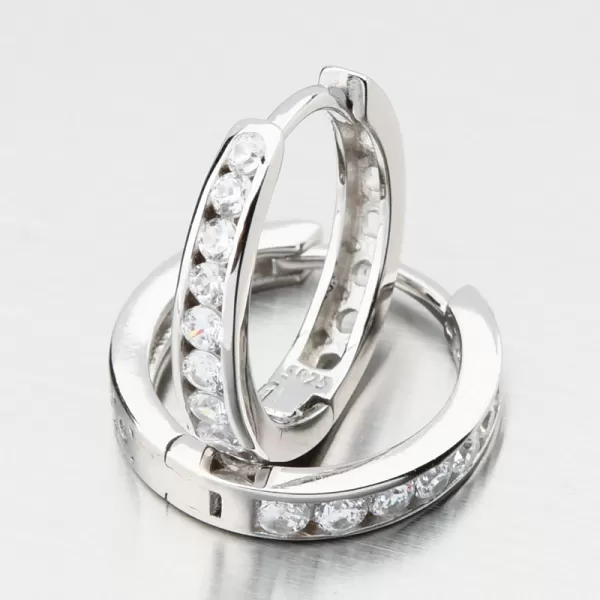 Stříbrné kruhy 16 mm se zirkony PKL-2267