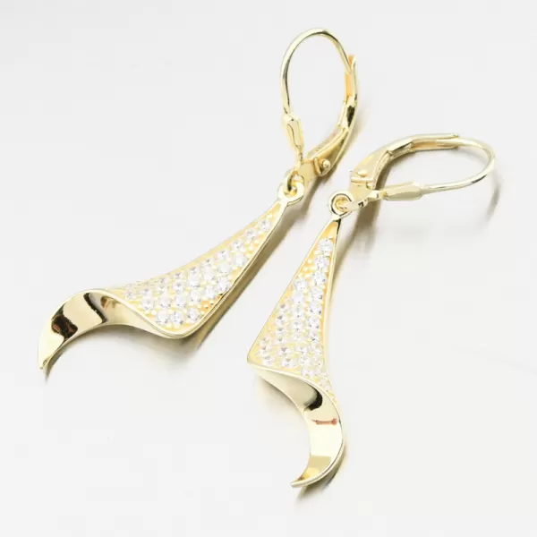 Zlacené visací stříbrné náušnice se zirkony PKL-2225