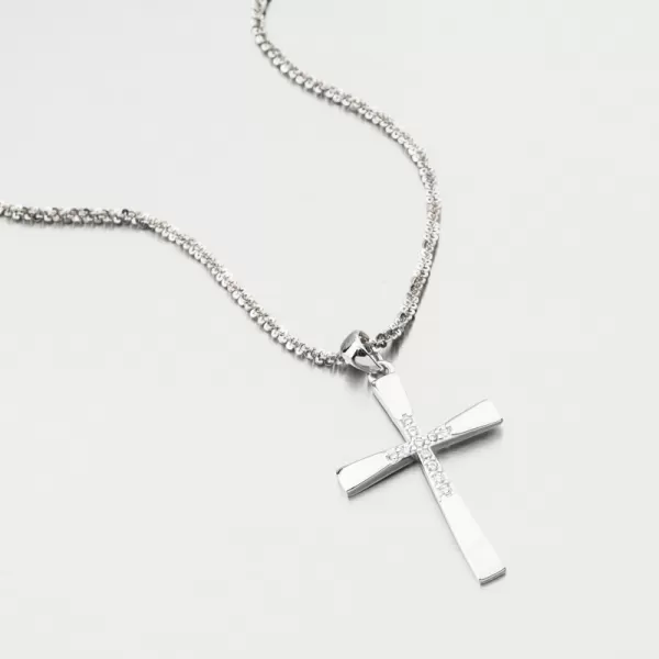 Stříbrný přívěsek kříž se zirkony PKL-3156