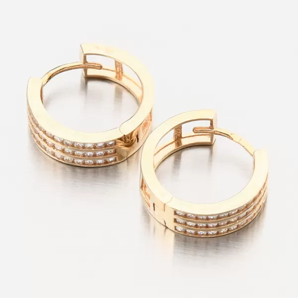 Zlaté náušnice kruhy se zirkony PKL22-060