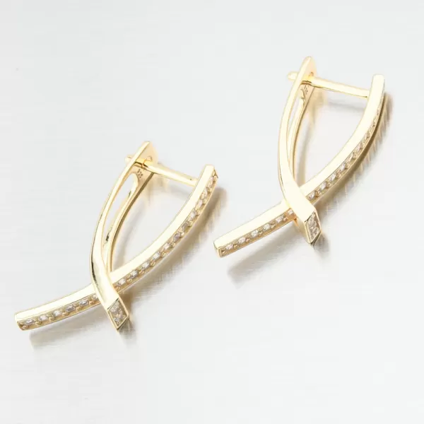 Zlacené stříbrné náušnice se zirkony PKL-2239