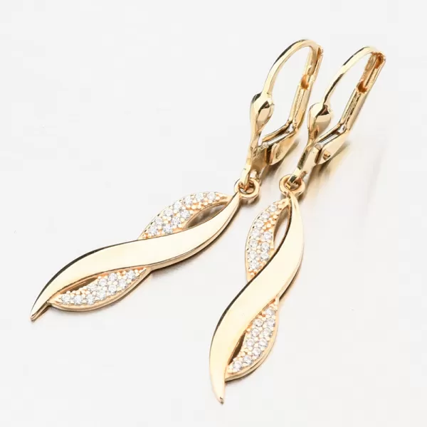 Zlaté visací náušnice se zirkony PKL22-056