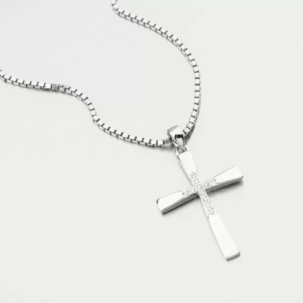 Stříbrný přívěsek kříž se zirkony PKL-3156
