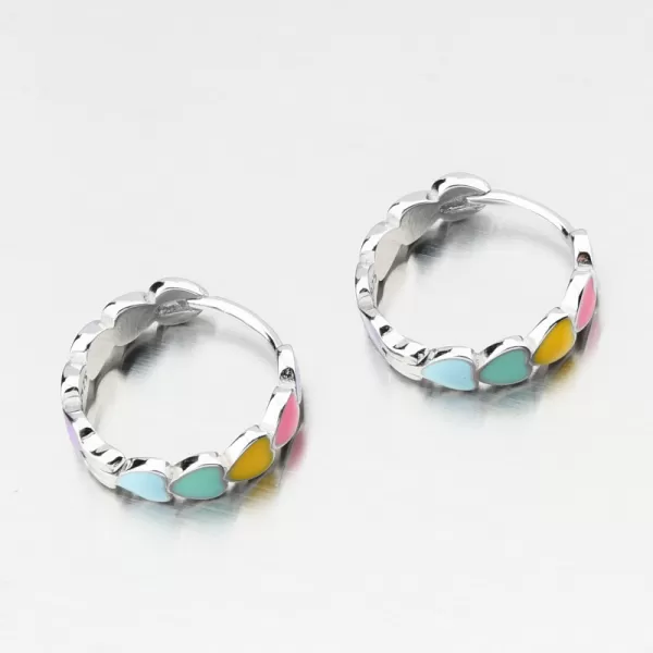 Stříbrné kruhy s barevnými srdíčky PKL-2234