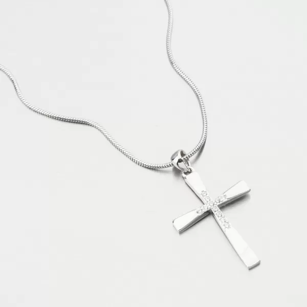 Stříbrný přívěsek kříž se zirkony PKL-3156