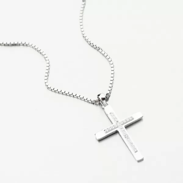 Stříbrný přívěsek kříž se zirkony PKL-3159