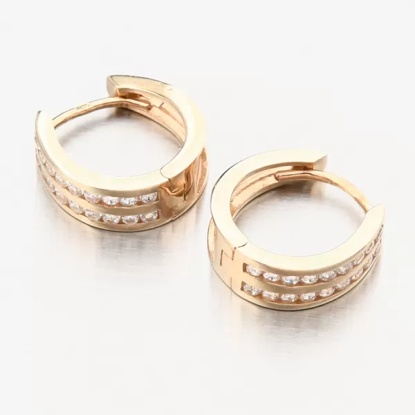 Zlaté náušnice kruhy se zirkony PKL22-071