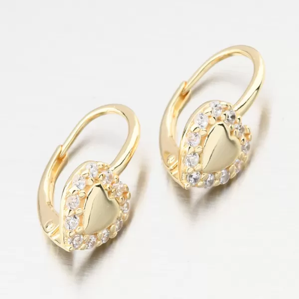 Zlacené stříbrné náušnice srdce se zirkony PKL-2251