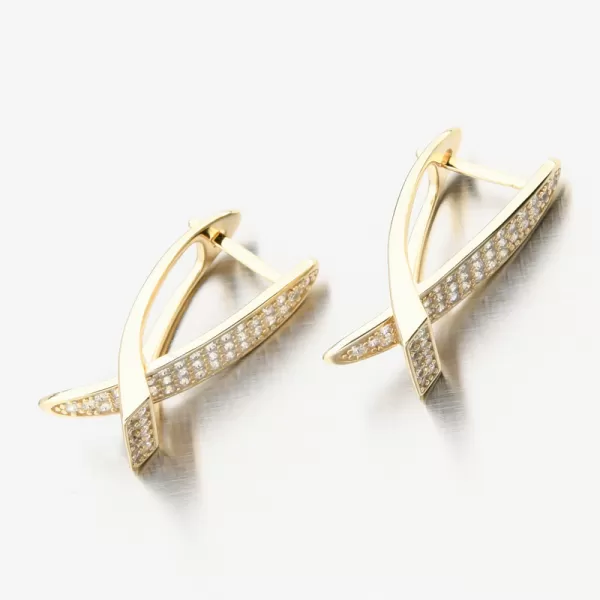 Zlacené stříbrné náušnice se zirkony PKL-2257