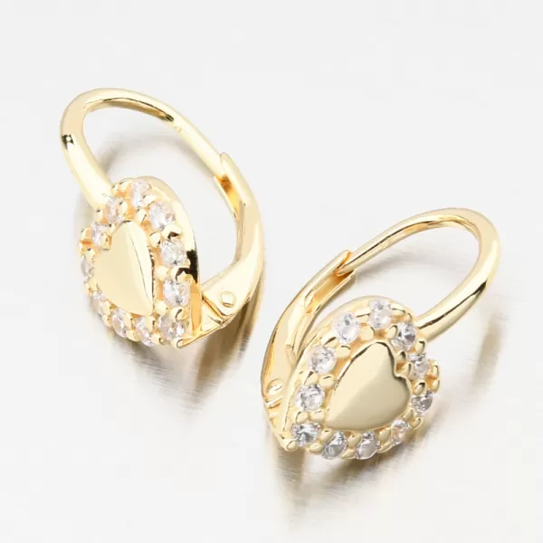 Zlacené stříbrné náušnice srdce se zirkony PKL-2251
