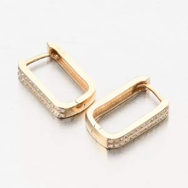 Zlaté hranaté náušnice se zirkony PKL22-067