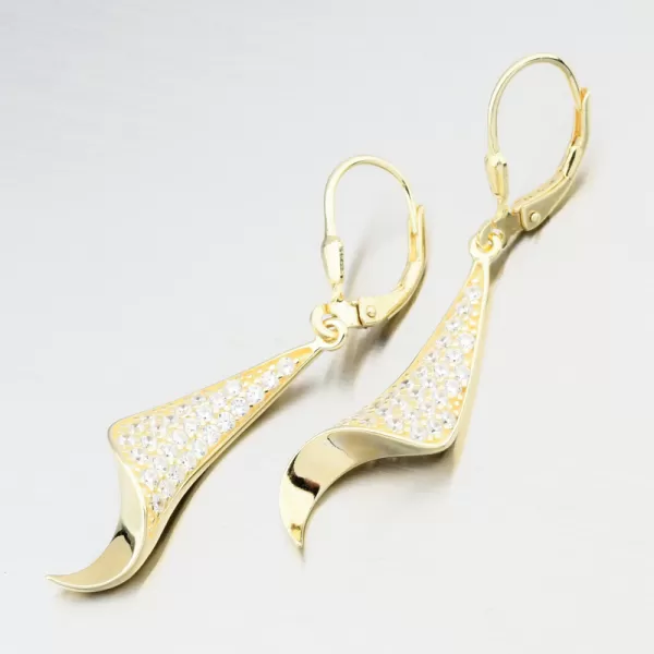 Zlacené visací stříbrné náušnice se zirkony PKL-2225