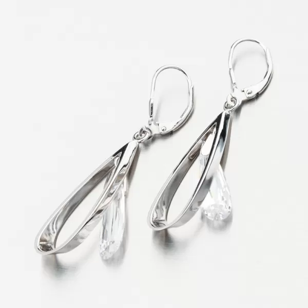 Stříbrné náušnice s krystalem PKL-2266