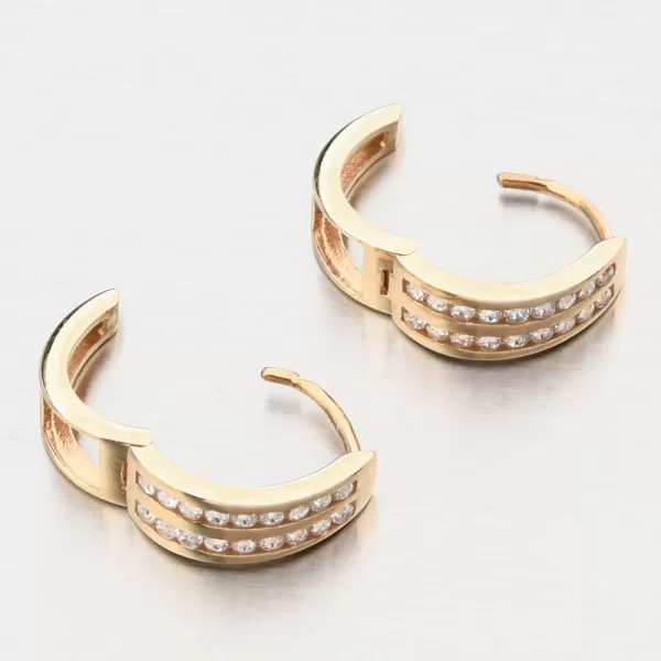 Zlaté náušnice kruhy se zirkony PKL22-071