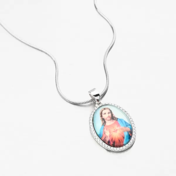 Stříbrný přívěsek Ježíš Kristus se zirkony PKL-3154