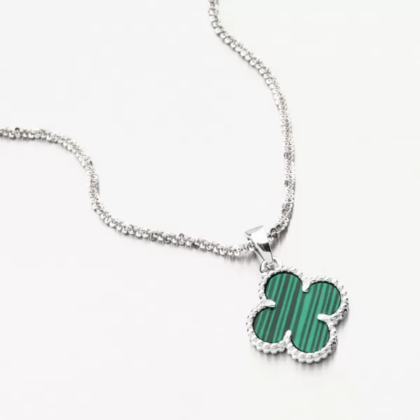 Stříbrný přívěsek malachit čtyřlístek PKL-3150