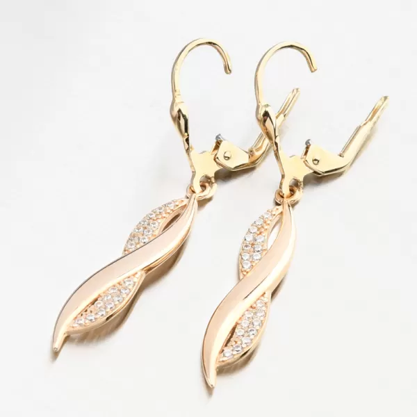 Zlaté visací náušnice se zirkony PKL22-056