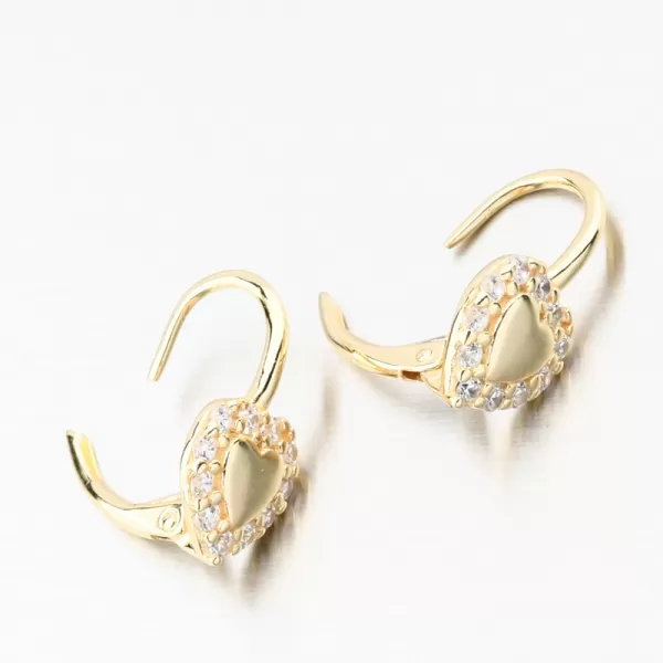 Zlacené stříbrné náušnice srdce se zirkony PKL-2251
