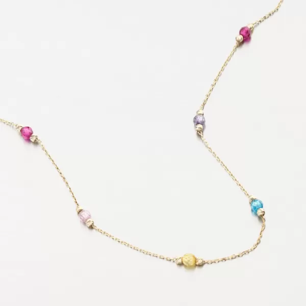 Zlatý náhrdelník s barevnými zirkony PKL25-007