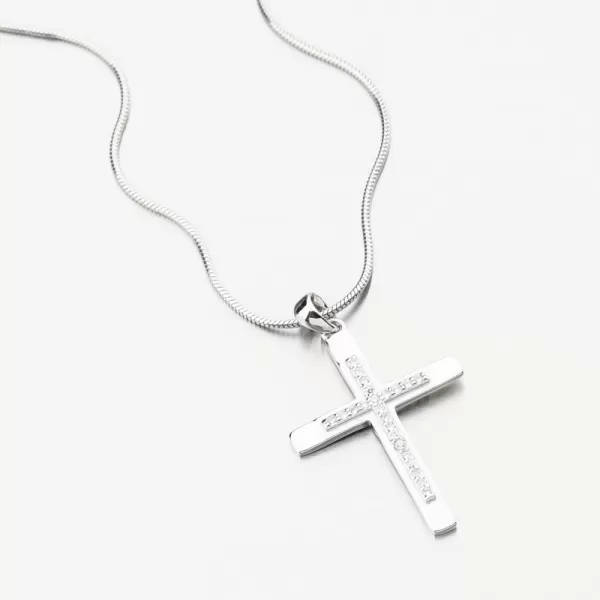 Stříbrný přívěsek kříž se zirkony PKL-3159