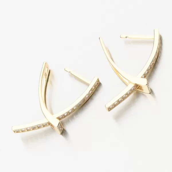 Zlacené stříbrné náušnice se zirkony PKL-2239