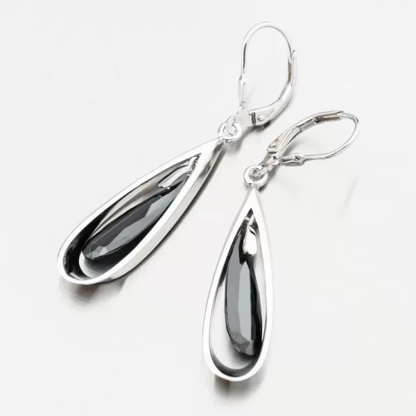 Stříbrné náušnice s černým krystalem PKL-2258